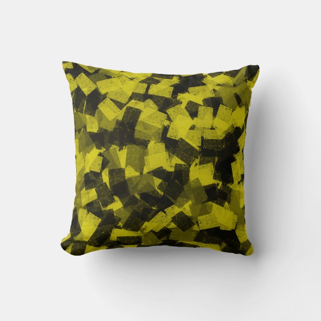 Coussin Motif Abstrait Cubisme Jaune Noir (Recto)