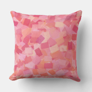 Coussin Motif Abstrait Cubiste Rose Orange