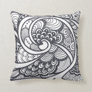 Coussin Motif abstrait dans le style de Zen-Griffonnage