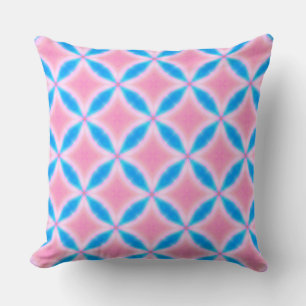 Coussin Motif Abstrait de Carrés rose et bleu