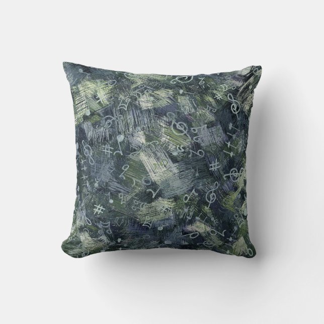 Coussin Motif abstrait de clé de sol et de notes de musiqu (Recto)