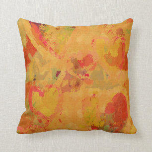 Coussin Motif abstrait de coeurs de couleurs toscanes