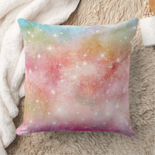 Coussin Motif Abstrait de Galaxie et Nébuleuse à l'Aquarel