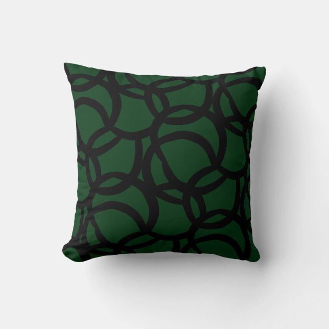 Coussin Motif Abstrait de ligne noire et verte (Recto)
