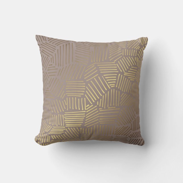 Coussin Motif Abstrait de lignes d'or (Recto)