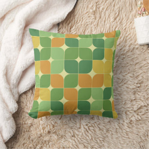Coussin Motif abstrait de milieu de siècle vert orange