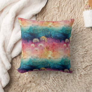 Coussin Motif Abstrait de Pissenlit Vintage (1)