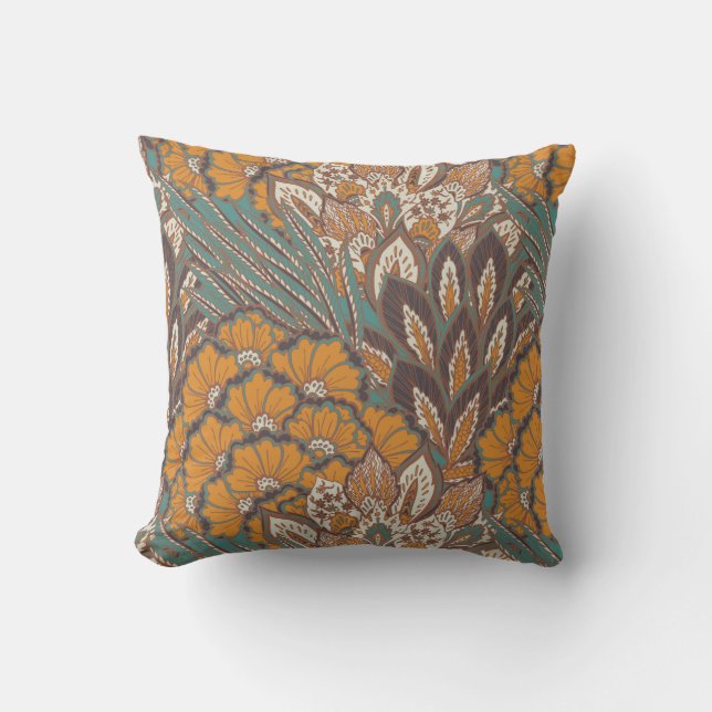 Coussin Motif abstrait de plume de paon (Recto)