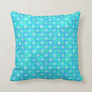 Coussin Motif abstrait de remous - vert de bleu, de jade