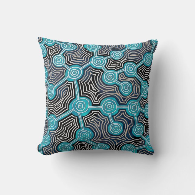 Coussin Motif abstrait de style aborigène Lignes de vie (Recto)