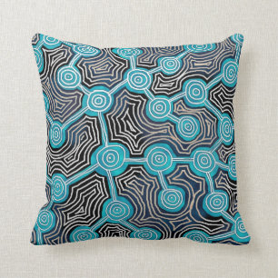 Coussin Motif abstrait de style aborigène Lignes de vie