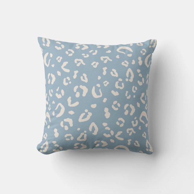 Coussin Motif abstrait de taches de guépard léopard bleu m (Recto)