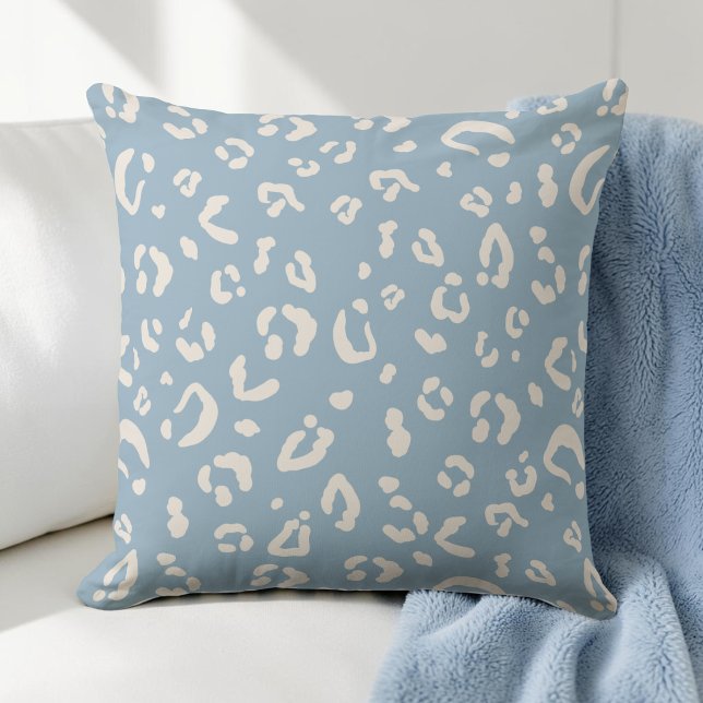 Coussin Motif abstrait de taches de guépard léopard bleu m (Modern Blue Leopard Abstract Cheetah Spots Pattern Throw Pillow)