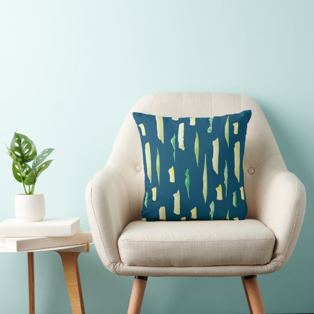 Coussin Motif Abstrait de Traits de Pinceau à l'Aquarelle  (Chaise)