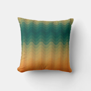 Coussin Motif Abstrait des vagues orange et verte
