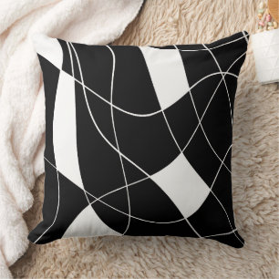 Coussin Motif abstrait élégant noir et blanc