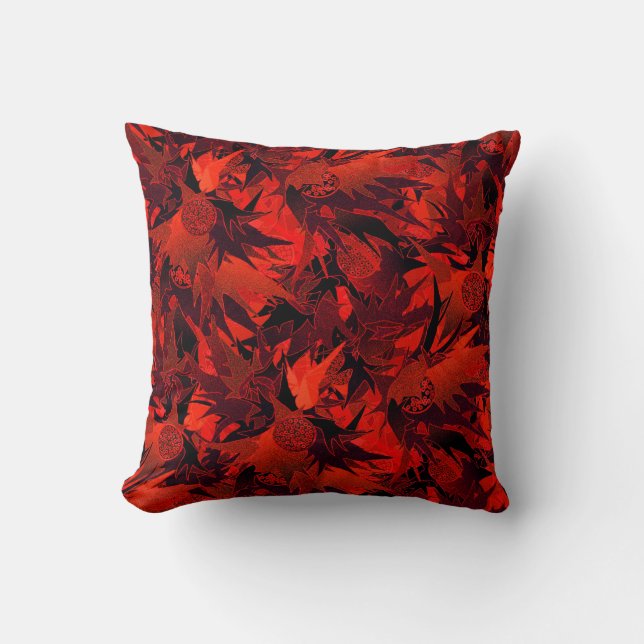 Coussin Motif Abstrait élégant rouge et noir (Recto)