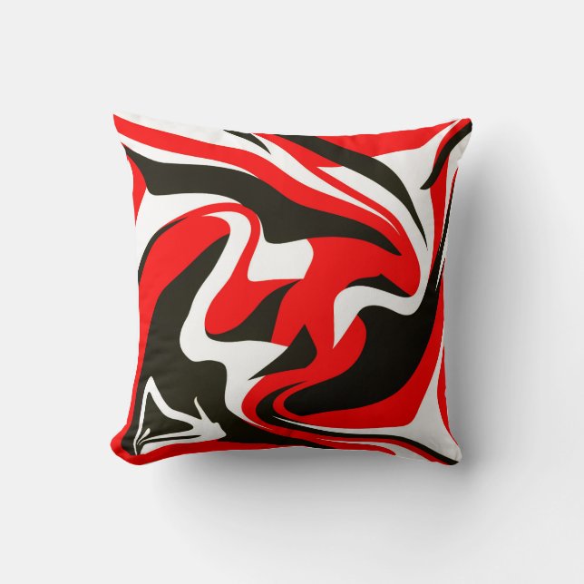 Coussin Motif Abstrait en acrylique rouge noir (Recto)