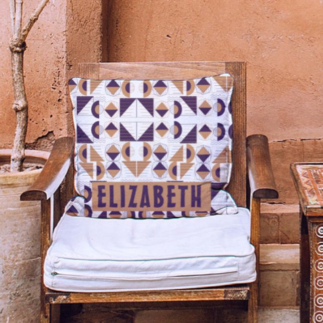 Coussin Motif abstrait esthétique violet et or (Créateur téléchargé)
