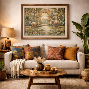 Coussin Motif abstrait géométrique rétro élégant et coloré