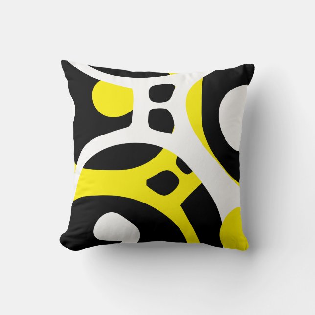 Coussin motif abstrait jaune blanc et noir (Recto)