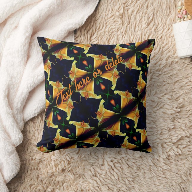 Coussin Motif Abstrait Lily Jaune Personnalisé (Couverture)