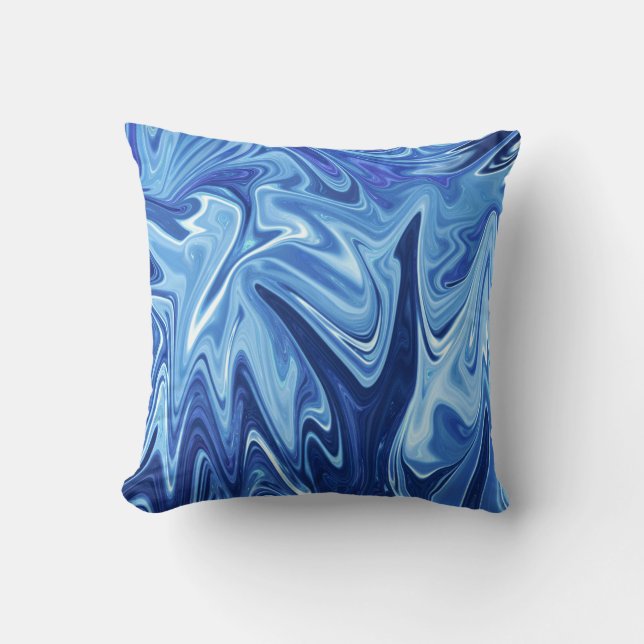 Coussin Motif abstrait liquide bleu (Recto)