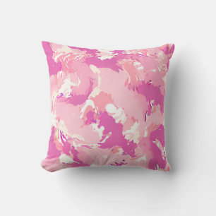 Coussin Motif abstrait liquide rose et blanc