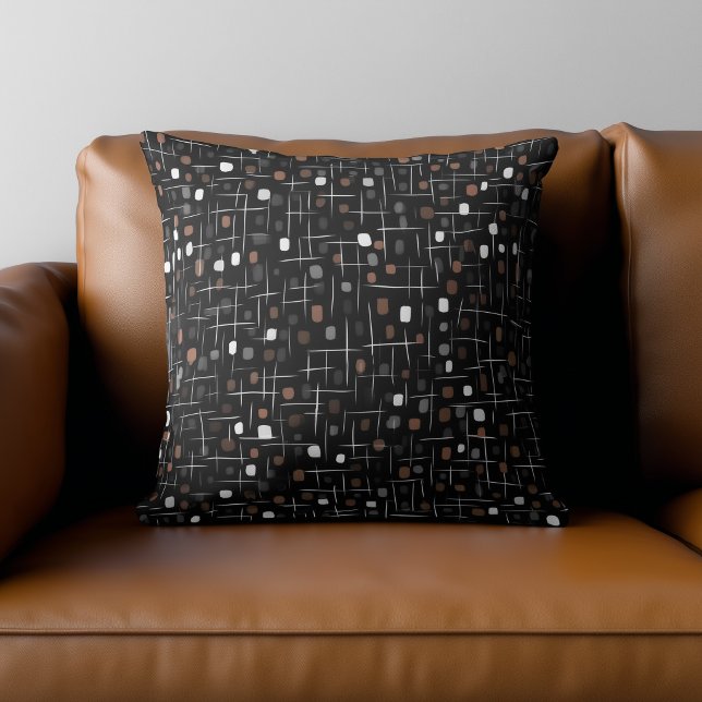 Coussin Motif abstrait marron et noir (Créateur téléchargé)