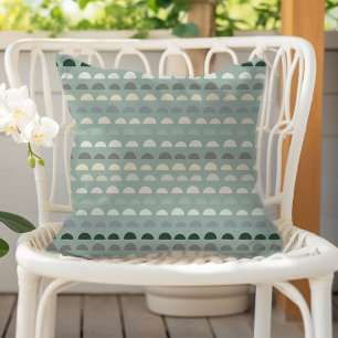 Coussin Motif Abstrait Moderne Demi-Cercle Vert Sauge