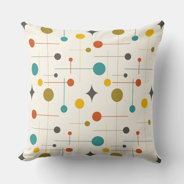 Coussin Motif Abstrait Moderne du Milieu du Siècle 29 Crèm (Recto)