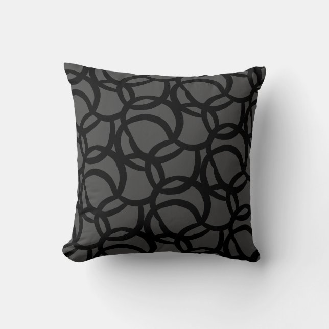 Coussin Motif Abstrait moderne en noir et gris foncé (Recto)