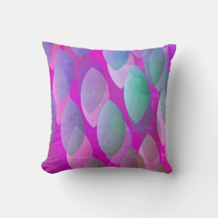 Coussin Motif Abstrait moderne Magenta Purple Rose Turqu