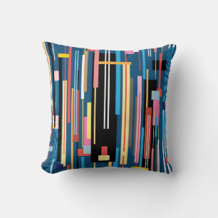 Coussin motif abstrait multicolore clair de rayures