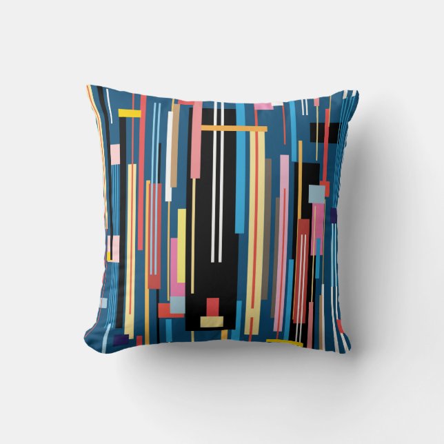 Coussin motif abstrait multicolore clair de rayures (Recto)