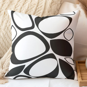 Coussin Motif Abstrait Noir Blanc Moderne Élégant