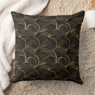 Coussin Motif abstrait noir et or