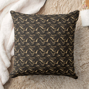 Coussin Motif abstrait noir et or
