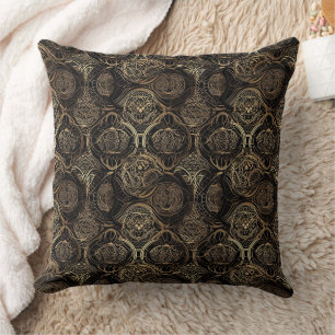 Coussin Motif abstrait noir et or