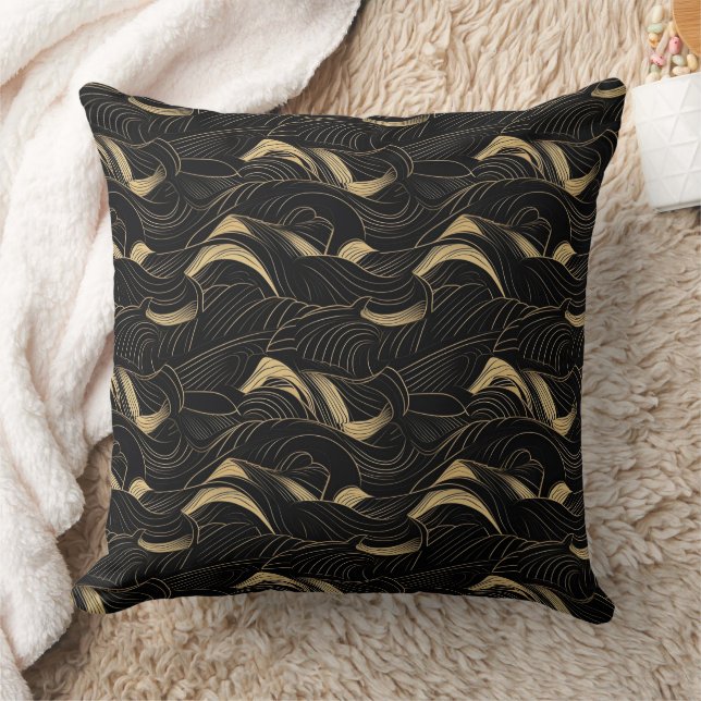Coussin Motif abstrait noir et or (Couverture)