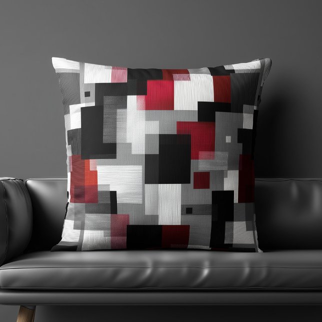 Coussin Motif abstrait noir et rouge (Créateur téléchargé)