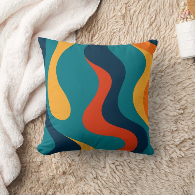 Coussin Motif Abstrait Ondulé Rétro Moderne  (Couverture)