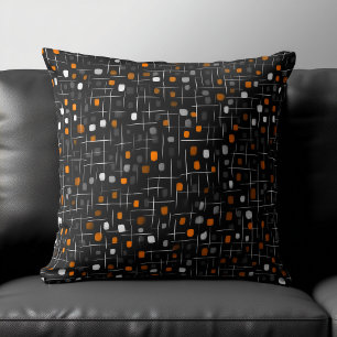 Coussin Motif abstrait orange et noir