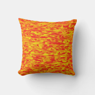 Coussin Motif Abstrait Orange Rouge Jaune
