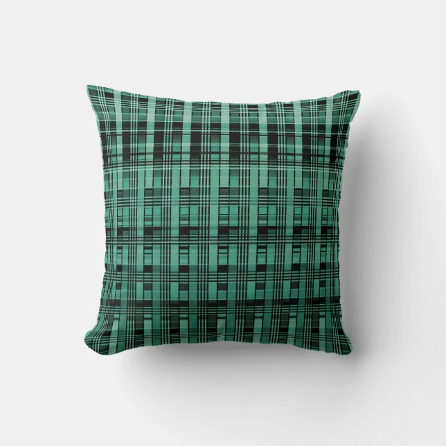 Coussin Motif abstrait rétro en plastique à damiers vert n (Recto)