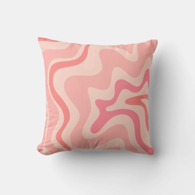 Coussin Motif Abstrait Retro Liquid Swirl Rose (Recto)