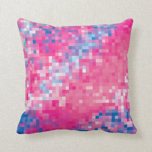 Coussin Motif abstrait rose bleu et de pourpre de mosaïqu