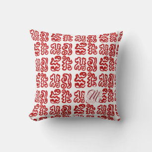 Coussin Motif Abstrait Rouge Décoration Tropicale