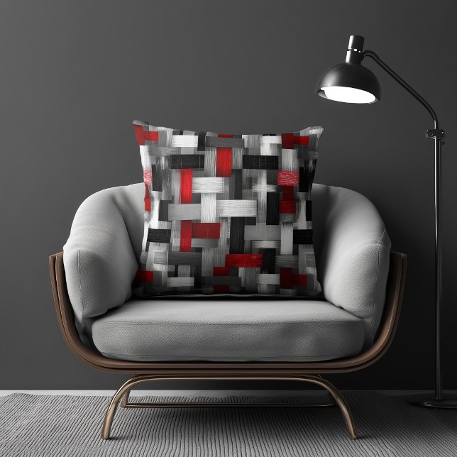 Coussin Motif abstrait rouge et blanc (Créateur téléchargé)