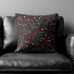 Coussin Motif abstrait rouge et noir